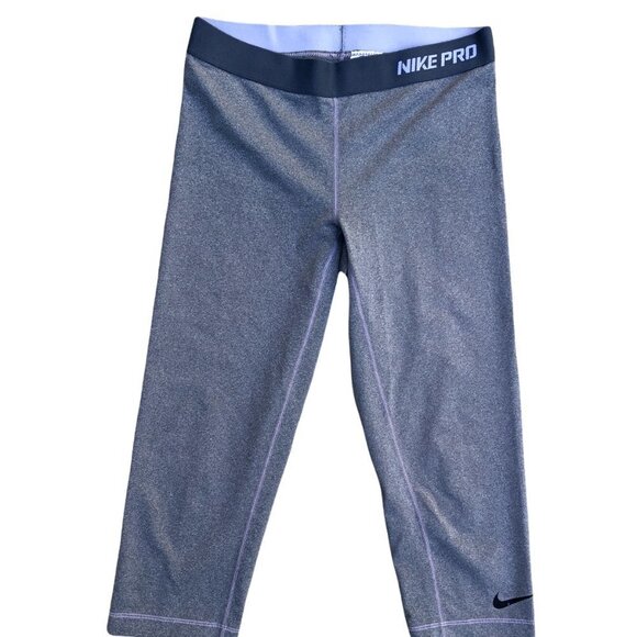 NIKE PRO Fitted Capri Leggings Pants Women's MEDIUM Grey Exercise Gym​​​​​​ - Picture 1 of 5